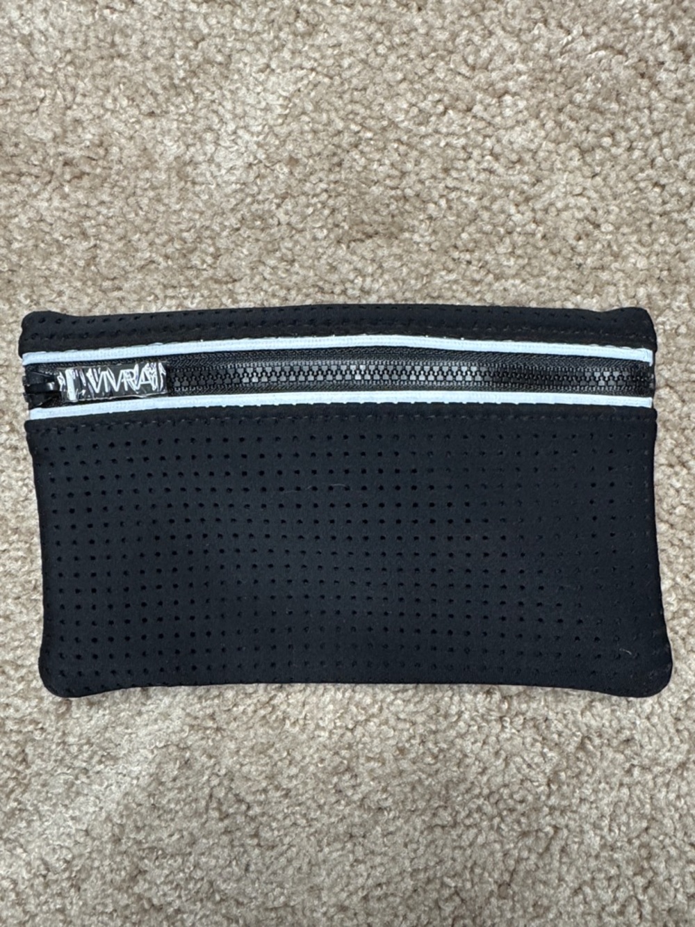 Black Neoprene Zip Pouch with Contrast Trim -